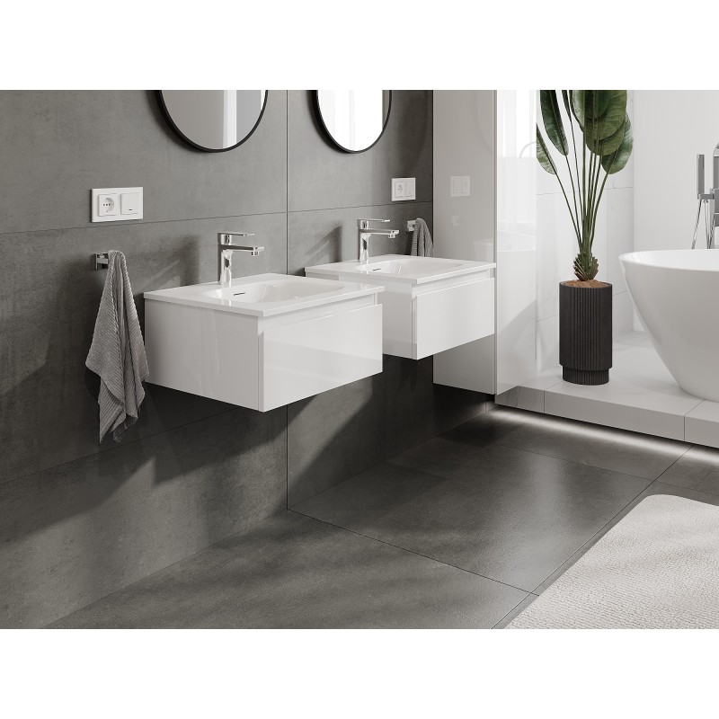 Mexen Orio meuble de salle de bain 50 cm avec lavabo Vela, 1 tiroir, blanc brillant - 91A10-05023-1-BF00-W23M00