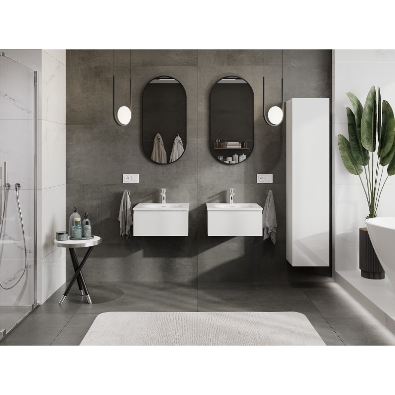 Mexen Orio meuble de salle de bain 50 cm avec lavabo Vela, 1 tiroir, blanc brillant - 91A10-05023-1-BF00-W23M00
