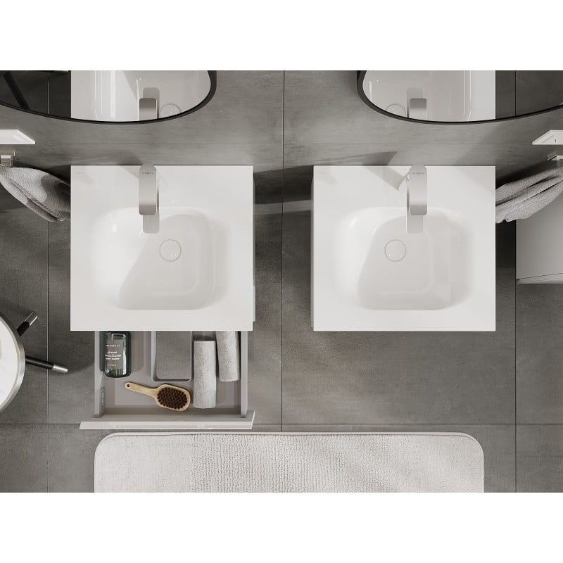 Mexen Orio meuble de salle de bain 50 cm avec lavabo Vela, 1 tiroir, blanc brillant - 91A10-05023-1-BF00-W23M00