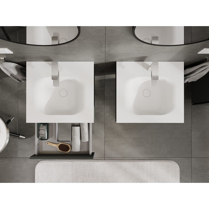 Mexen Orio armoire de salle de bain 50 cm avec lavabo Vela, 1 tiroir, graphite mat/blanc mat - 91A10-05023-1-BF66-W23M01