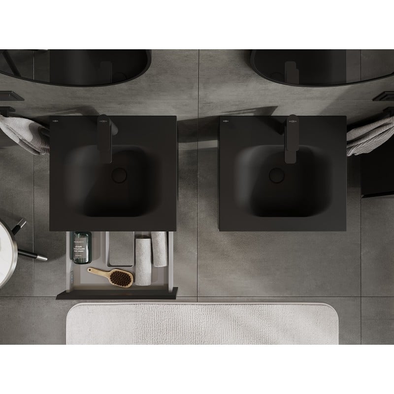 Mexen Orio meuble de salle de bain 50 cm avec lavabo Vela, 1 tiroir, noir mat - 91A10-05023-1-BF71-W23M71