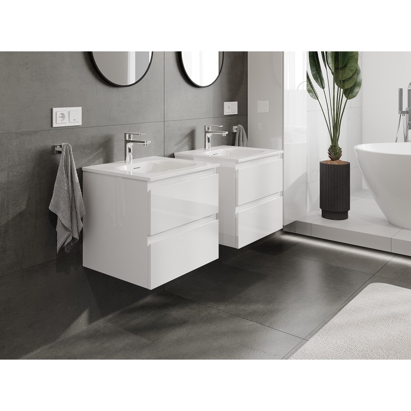 Mexen Orio meuble de salle de bains 50 cm avec lavabo Vela, 2 tiroirs, blanc brillant - 91A10-05047-2-BFF00-W23M00
