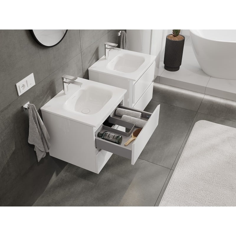 Mexen Orio meuble de salle de bains 50 cm avec lavabo Vela, 2 tiroirs, blanc brillant - 91A10-05047-2-BFF00-W23M00