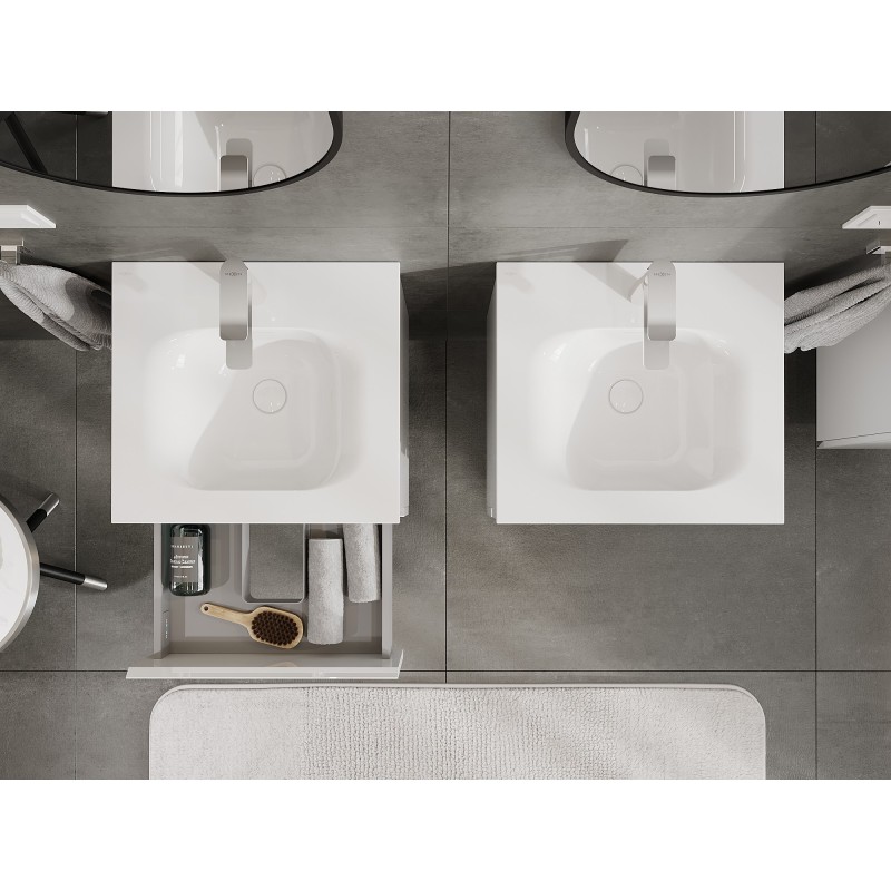 Mexen Orio meuble de salle de bains 50 cm avec lavabo Vela, 2 tiroirs, blanc brillant - 91A10-05047-2-BFF00-W23M00