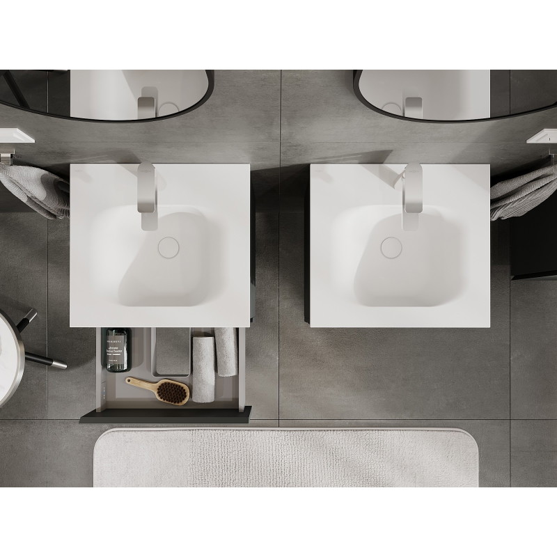 Mexen Orio armoire de salle de bains 50 cm avec lavabo Vela, 2 tiroirs, graphite mat/blanc mat - 91A10-05047-2-BFF66-W23M01