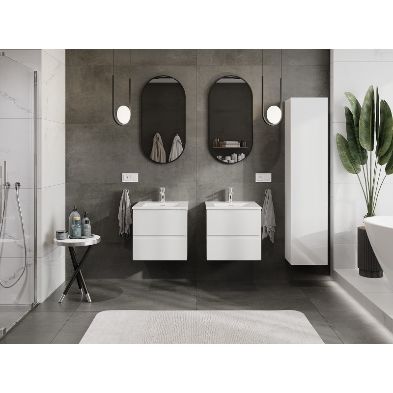 Mexen Orio meuble de salle de bain 50 cm avec lavabo Otis, 2 tiroirs, blanc brillant - 91A10-05047-2-BFF00-W18M00
