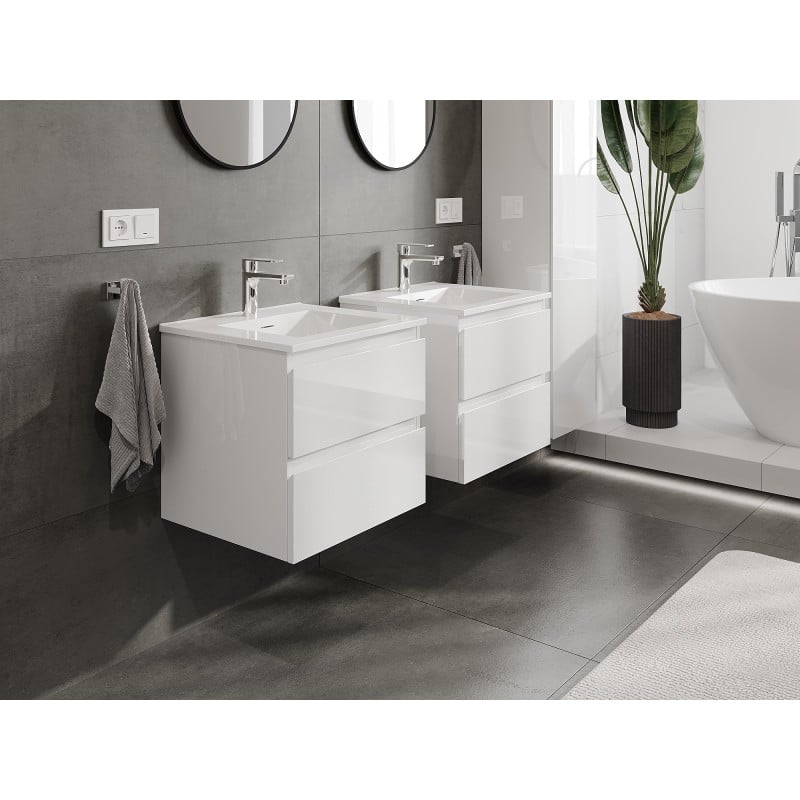 Mexen Orio meuble de salle de bain 50 cm avec lavabo Otis, 2 tiroirs, blanc brillant - 91A10-05047-2-BFF00-W18M00