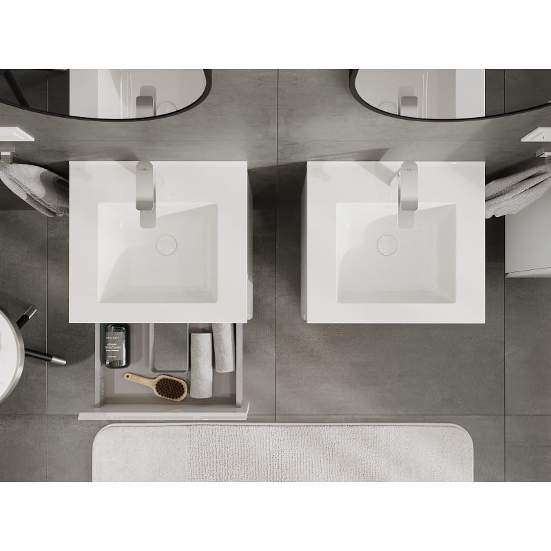 Mexen Orio meuble de salle de bain 50 cm avec lavabo Otis, 2 tiroirs, blanc brillant - 91A10-05047-2-BFF00-W18M00