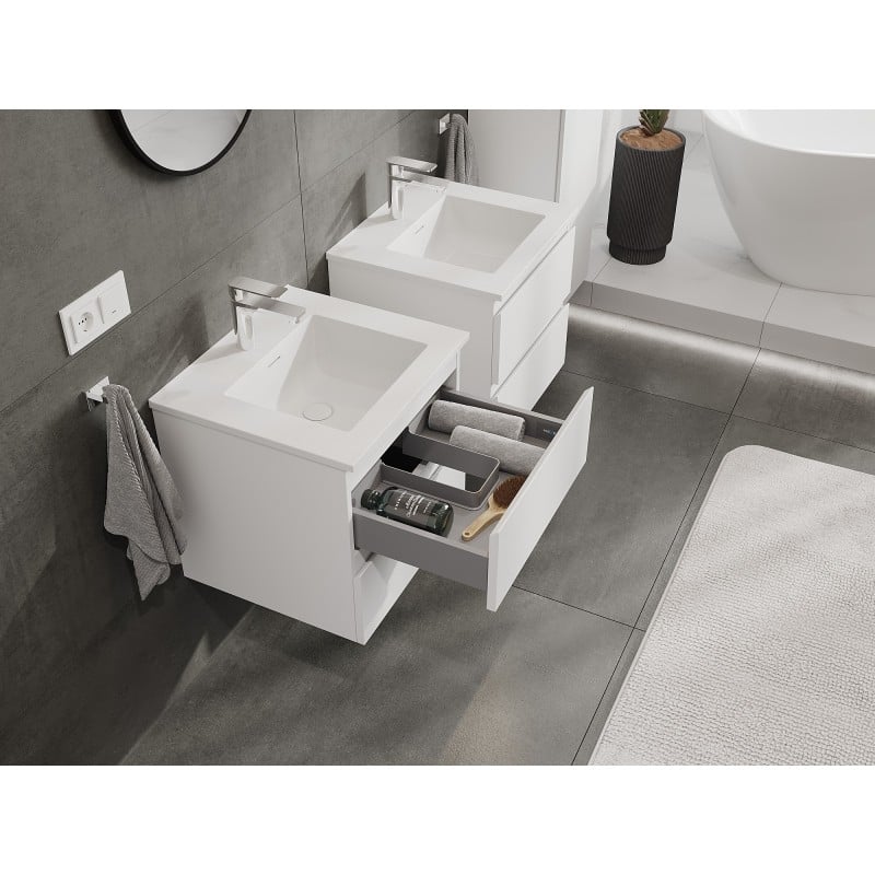 Mexen Orio meuble de salle de bain 50 cm avec lavabo Otis, 2 tiroirs, blanc mat - 91A10-05047-2-BFF01-W18M01