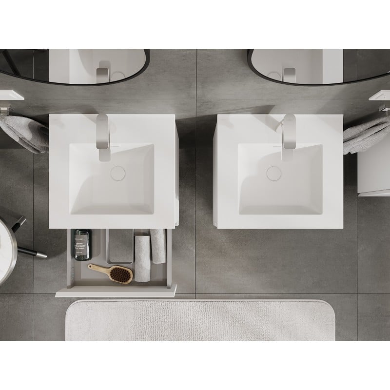 Mexen Orio meuble de salle de bain 50 cm avec lavabo Otis, 2 tiroirs, blanc mat - 91A10-05047-2-BFF01-W18M01