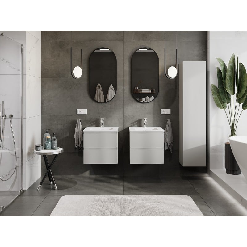 Mexen Orio armoire de salle de bain 50 cm avec lavabo Otis, 2 tiroirs, gris mat/blanc mat - 91A10-05047-2-BFF62-W18M01