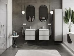 Mexen Orio armoire de salle de bain 50 cm avec lavabo Otis, 2 tiroirs, gris mat/blanc mat - 91A10-05047-2-BFF62-W18M01