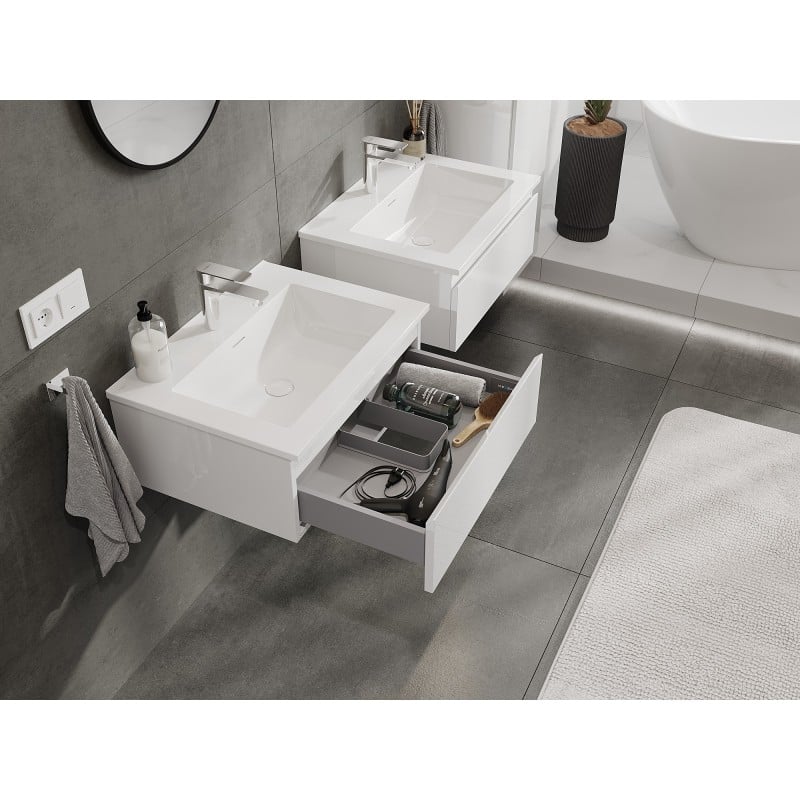 Mexen Orio meuble de salle de bain 60 cm avec lavabo Otis, 1 tiroir, blanc brillant - 91A10-06023-1-BF00-W18M00