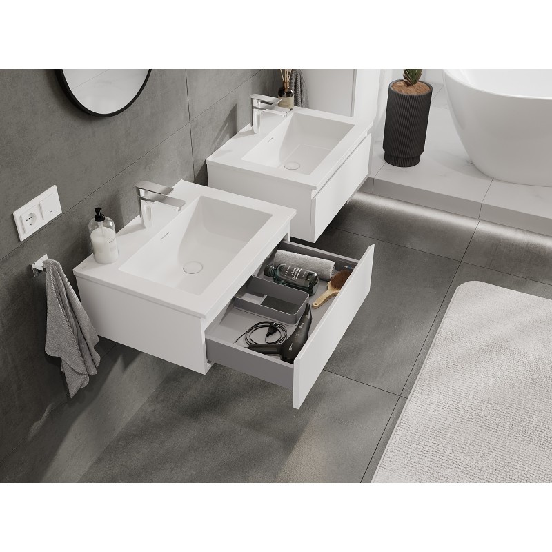 Mexen Orio meuble de salle de bains 60 cm avec lavabo Otis, 1 tiroir, blanc mat - 91A10-06023-1-BF01-W18M01