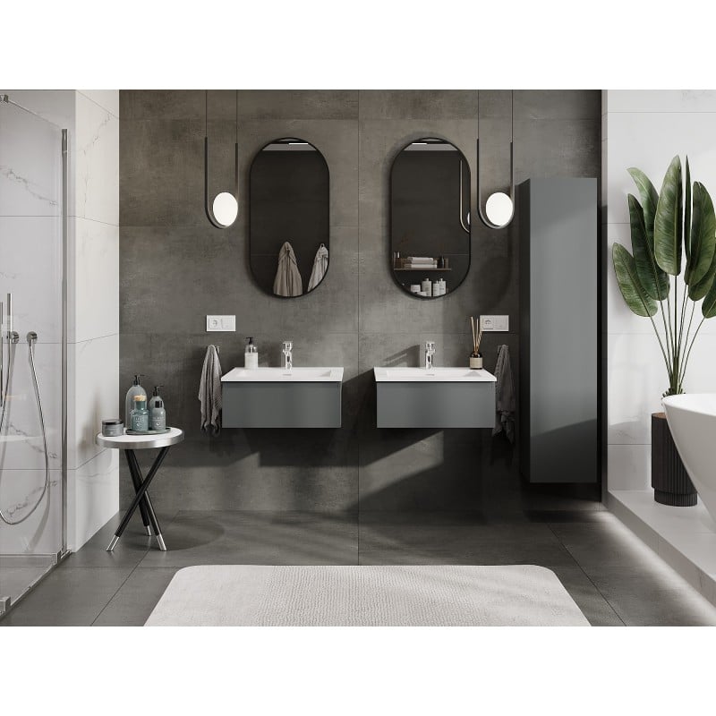 Mexen Orio meuble de salle de bain 60 cm avec lavabo Otis, 1 tiroir, graphite mat/blanc mat - 91A10-06023-1-BF66-W18M01