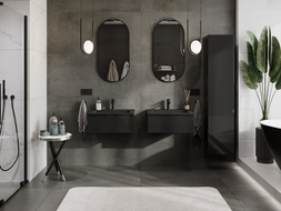 Mexen Orio meuble de salle de bains 60 cm avec lavabo Otis, 1 tiroir, noir brillant/noir mat - 91A10-06023-1-BF70-W18M71
