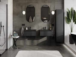 Mexen Orio armoire de salle de bain 60 cm avec lavabo Otis, 1 tiroir, noir mat - 91A10-06023-1-BF71-W18M71
