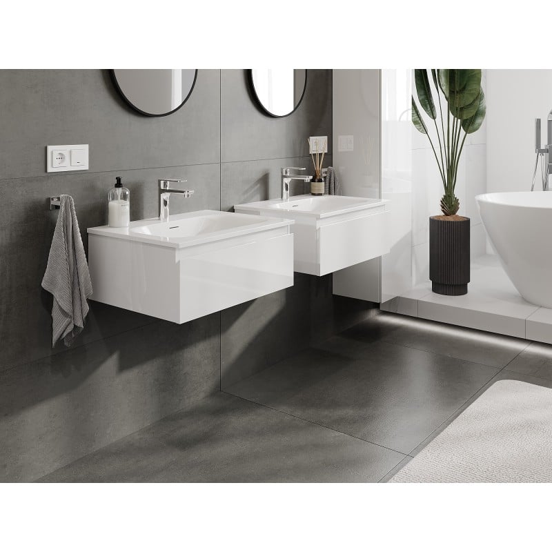 Mexen Orio meuble de salle de bain 60 cm avec lavabo Vela, 1 tiroir, brillant blanc - 91A10-06023-1-BF00-W23M00