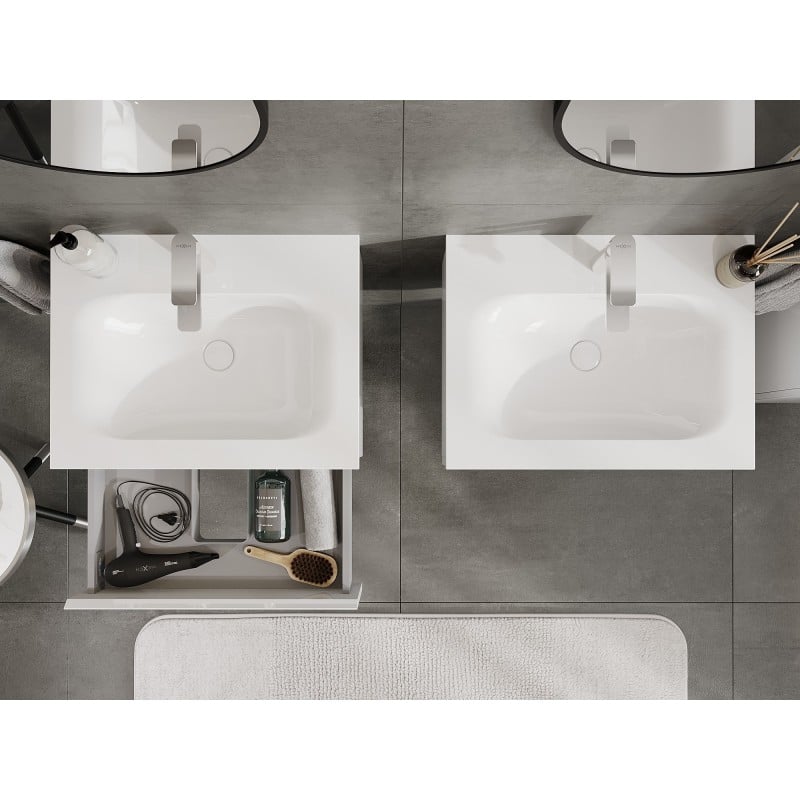 Mexen Orio meuble de salle de bain 60 cm avec lavabo Vela, 1 tiroir, brillant blanc - 91A10-06023-1-BF00-W23M00