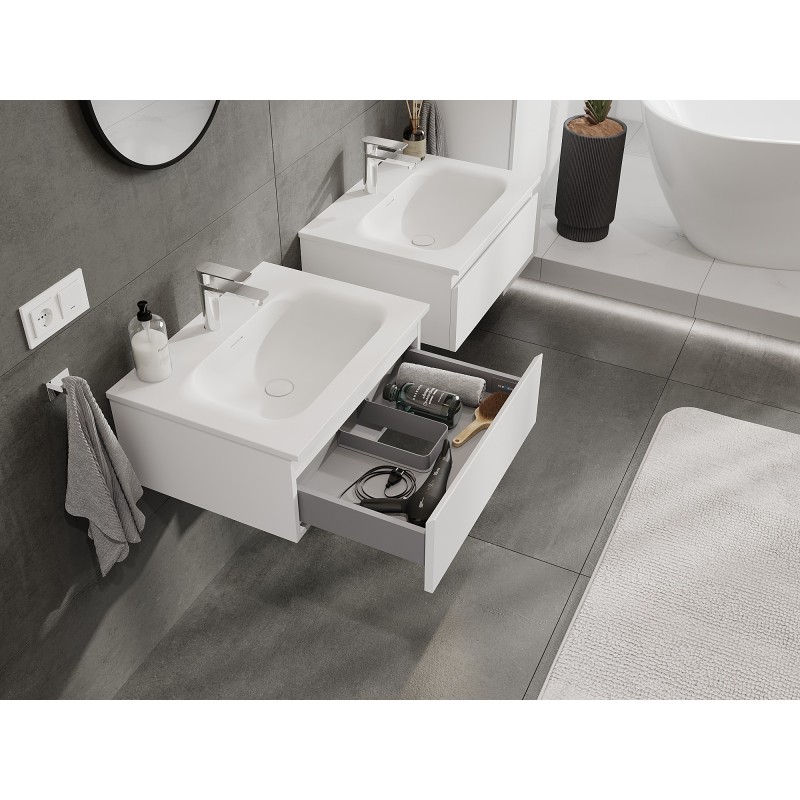 Mexen Orio armoire de salle de bains 60 cm avec lavabo Vela, 1 tiroir, blanc mat - 91A10-06023-1-BF01-W23M01