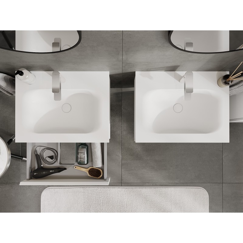 Mexen Orio armoire de salle de bains 60 cm avec lavabo Vela, 1 tiroir, blanc mat - 91A10-06023-1-BF01-W23M01