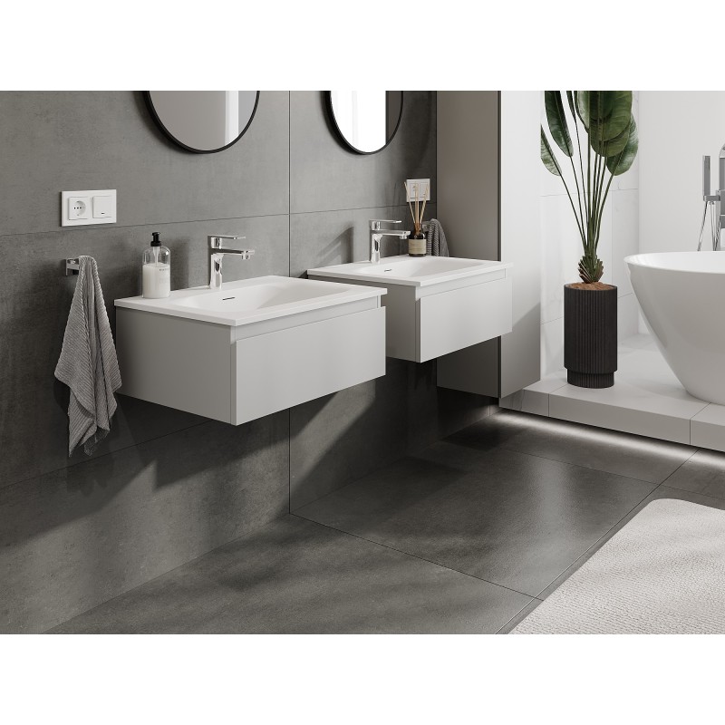 Mexen Orio armoire de salle de bain 60 cm avec lavabo Vela, 1 tiroir, gris mat/blanc mat - 91A10-06023-1-BF62-W23M01