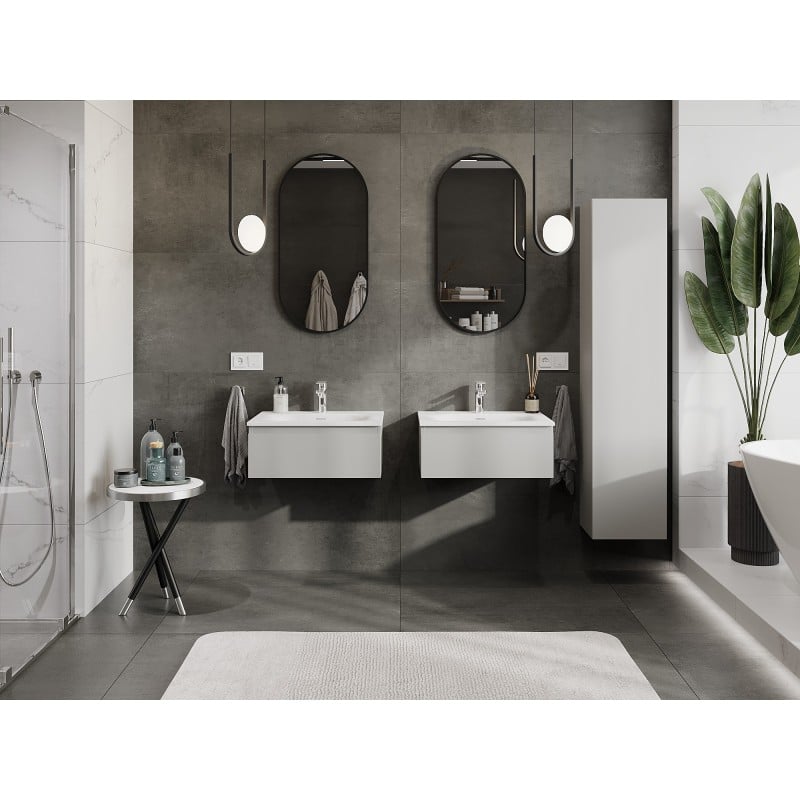 Mexen Orio armoire de salle de bain 60 cm avec lavabo Vela, 1 tiroir, gris mat/blanc mat - 91A10-06023-1-BF62-W23M01