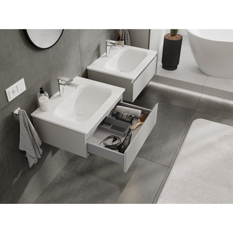 Mexen Orio armoire de salle de bain 60 cm avec lavabo Vela, 1 tiroir, gris mat/blanc mat - 91A10-06023-1-BF62-W23M01