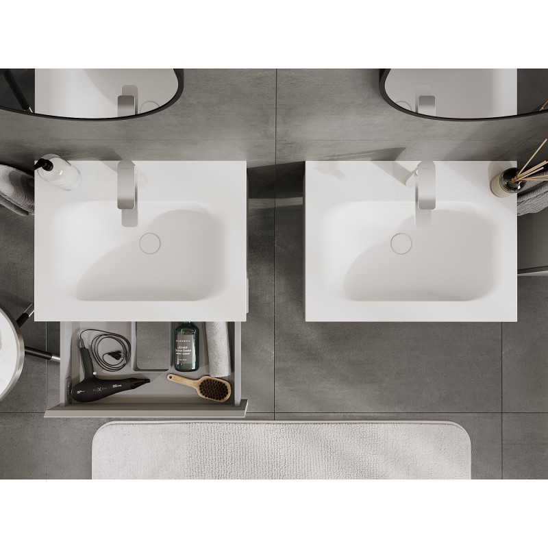 Mexen Orio armoire de salle de bain 60 cm avec lavabo Vela, 1 tiroir, gris mat/blanc mat - 91A10-06023-1-BF62-W23M01