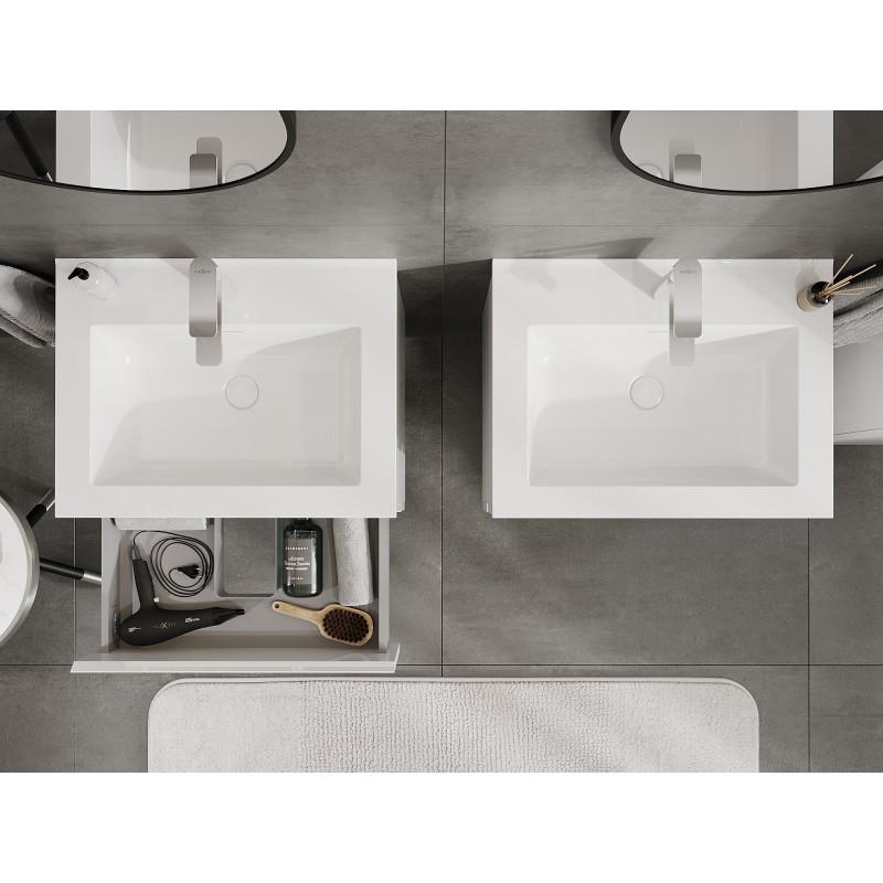 Mexen Orio armoire de salle de bain 60 cm avec lavabo Otis, 2 tiroirs, blanc brillant - 91A10-06047-2-BFF00-W18M00
