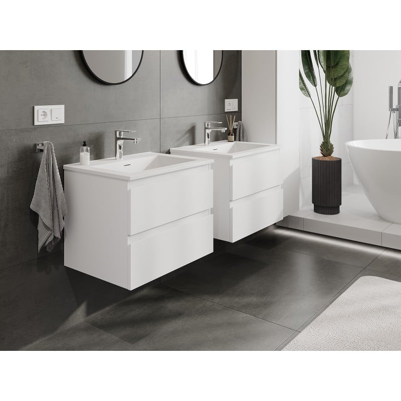 Mexen Orio meuble de salle de bain 60 cm avec lavabo Otis, 2 tiroirs, blanc mat - 91A10-06047-2-BFF01-W18M01