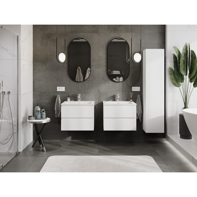 Mexen Orio meuble de salle de bain 60 cm avec lavabo Otis, 2 tiroirs, blanc mat - 91A10-06047-2-BFF01-W18M01