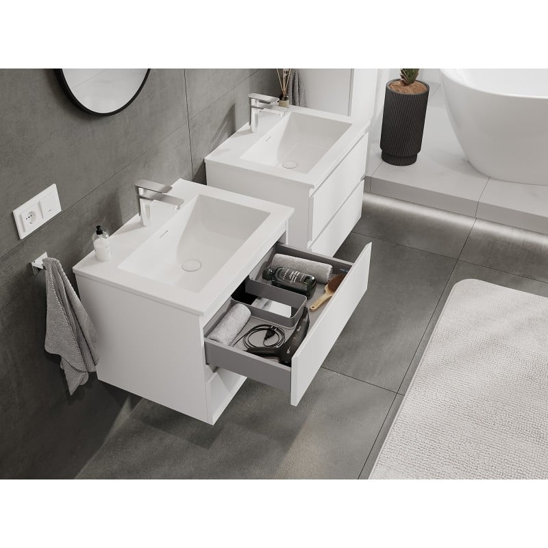 Mexen Orio meuble de salle de bain 60 cm avec lavabo Otis, 2 tiroirs, blanc mat - 91A10-06047-2-BFF01-W18M01