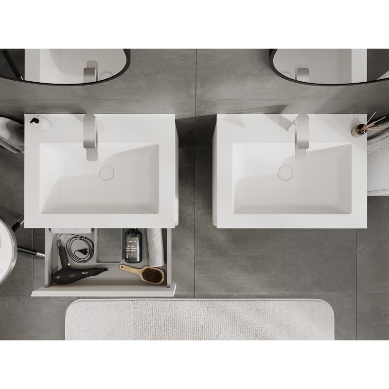 Mexen Orio meuble de salle de bain 60 cm avec lavabo Otis, 2 tiroirs, blanc mat - 91A10-06047-2-BFF01-W18M01