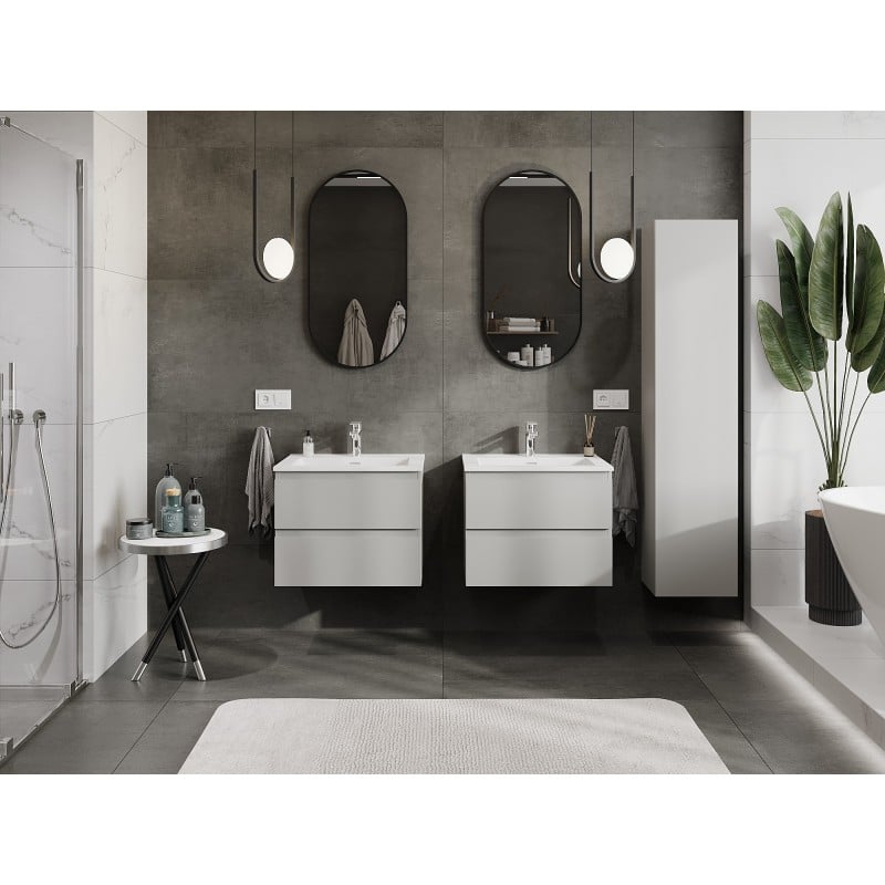Mexen Orio armoire de salle de bain 60 cm avec lavabo Otis, 2 tiroirs, gris mat/blanc mat - 91A10-06047-2-BFF62-W18M01