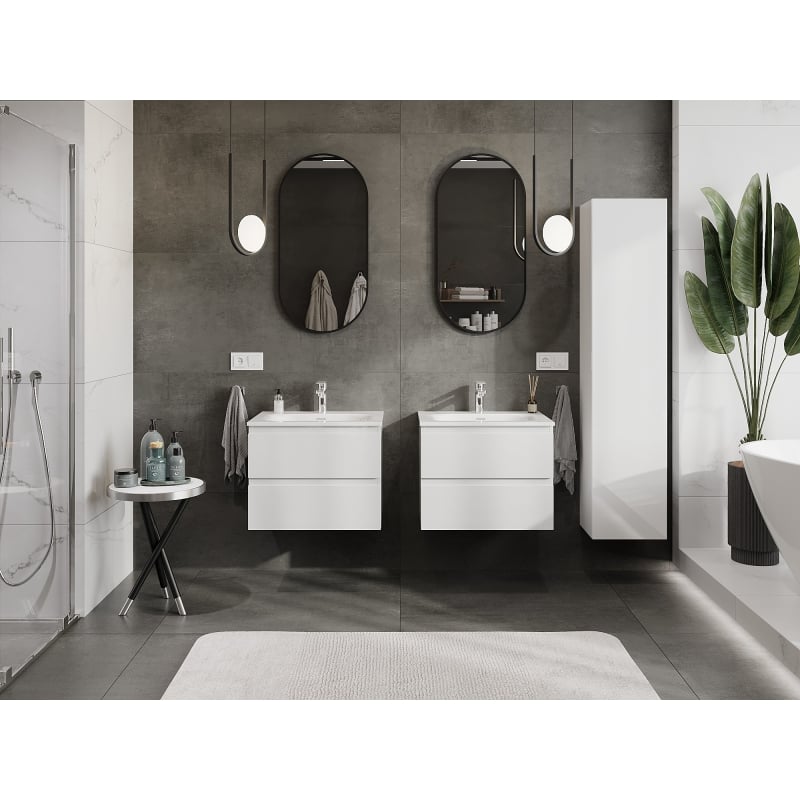Mexen Orio armoire de salle de bain 60 cm avec lavabo Vela, 2 tiroirs, blanc brillant - 91A10-06047-2-BFF00-W23M00