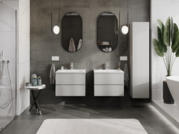 Mexen Orio meuble de salle de bains 60 cm avec lavabo Vela, 2 tiroirs, gris mat/blanc mat - 91A10-06047-2-BFF62-W23M01