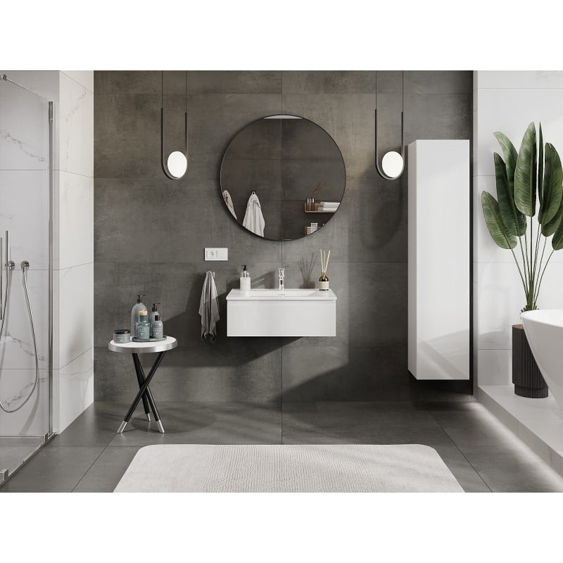 Mexen Orio armoire de salle de bain 70 cm avec lavabo Otis, 1 tiroir, blanc brillant - 91A10-07023-1-BF00-W18M00