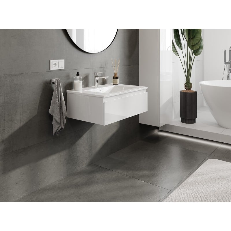 Mexen Orio armoire de salle de bain 70 cm avec lavabo Otis, 1 tiroir, blanc brillant - 91A10-07023-1-BF00-W18M00