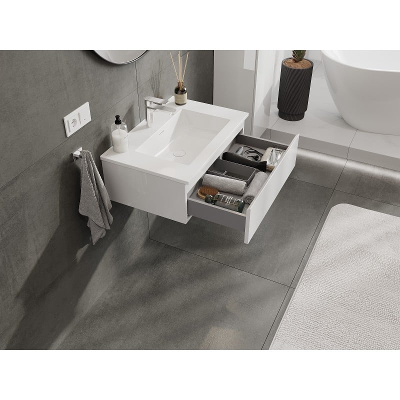 Mexen Orio armoire de salle de bain 70 cm avec lavabo Otis, 1 tiroir, blanc brillant - 91A10-07023-1-BF00-W18M00