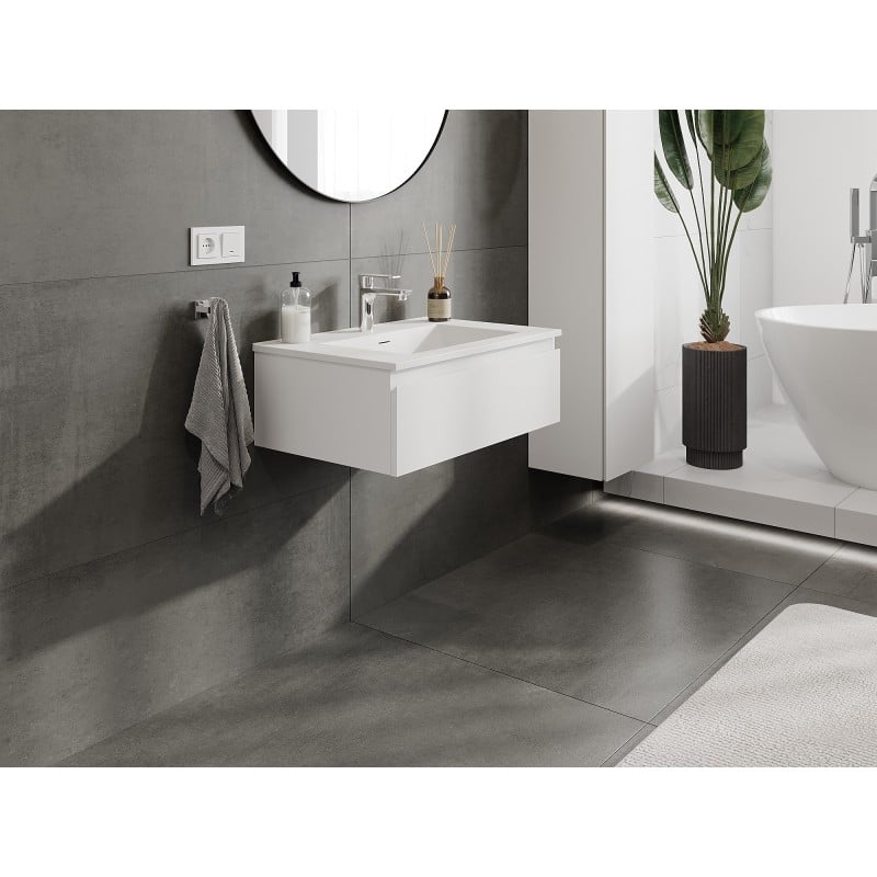 Mexen Orio armoire de salle de bains 70 cm avec lavabo Otis, 1 tiroir, blanc mat - 91A10-07023-1-BF01-W18M01