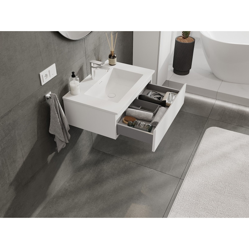 Mexen Orio armoire de salle de bains 70 cm avec lavabo Otis, 1 tiroir, blanc mat - 91A10-07023-1-BF01-W18M01