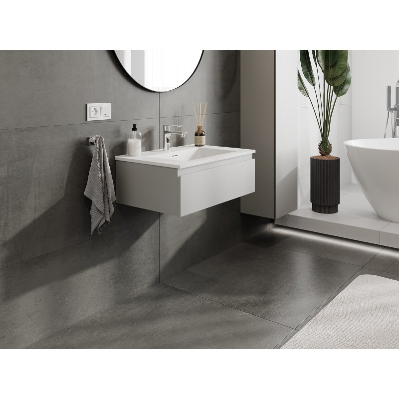 Mexen Orio meuble de salle de bains 70 cm avec lavabo Otis, 1 tiroir, gris mat/blanc mat - 91A10-07023-1-BF62-W18M01