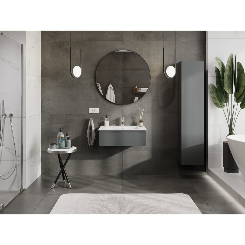 Mexen Orio meuble de salle de bain 70 cm avec lavabo Otis, 1 tiroir, graphite mat/blanc mat - 91A10-07023-1-BF66-W18M01