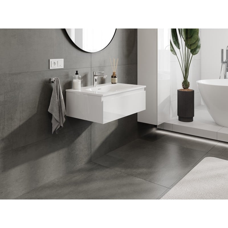 Mexen Orio meuble de salle de bain 70 cm avec lavabo Vela, 1 tiroir, blanc brillant - 91A10-07023-1-BF00-W23M00