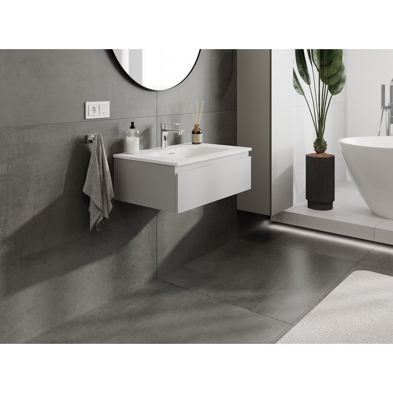 Mexen Orio armoire de salle de bain 70 cm avec lavabo Vela, 1 tiroir, gris mat/blanc mat - 91A10-07023-1-BF62-W23M01