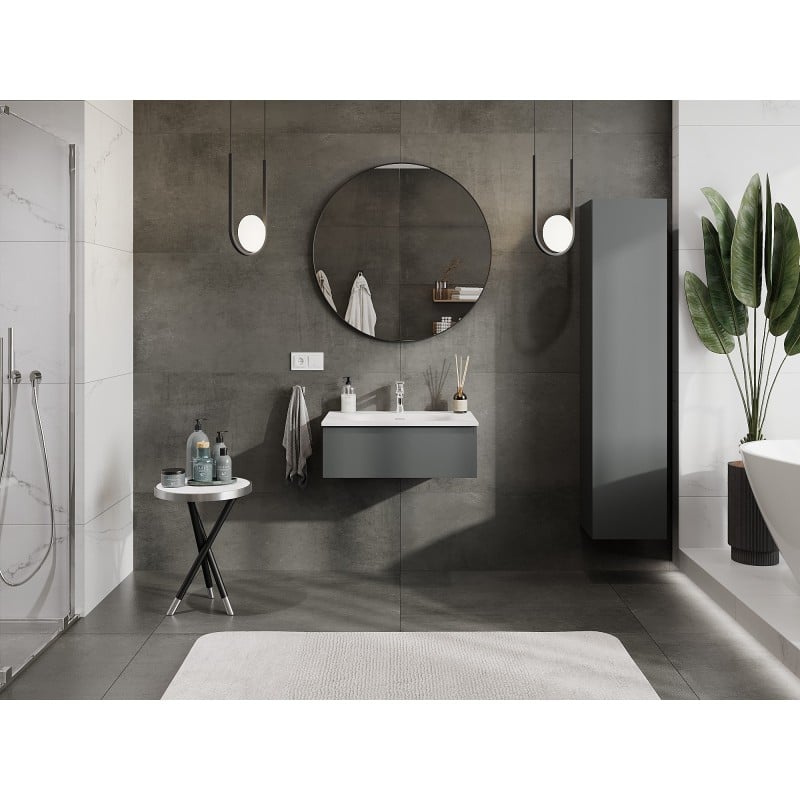 Mexen Orio meuble de salle de bain 70 cm avec lavabo Vela, 1 tiroir, graphite mat/blanc mat - 91A10-07023-1-BF66-W23M01