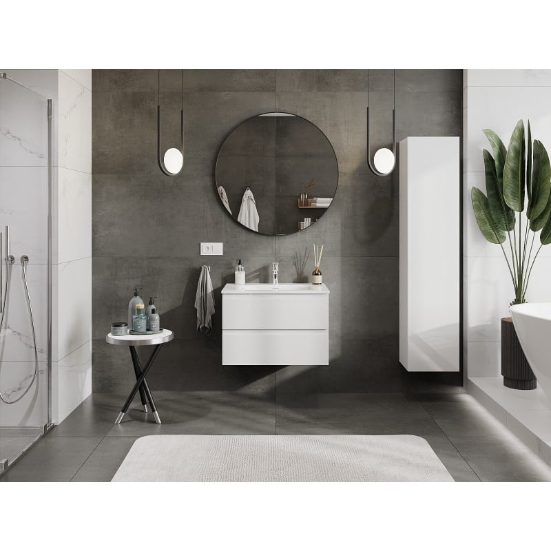Mexen Orio meuble de salle de bain 70 cm avec lavabo Vela, 2 tiroirs, blanc brillant - 91A10-07047-2-BFF00-W23M00
