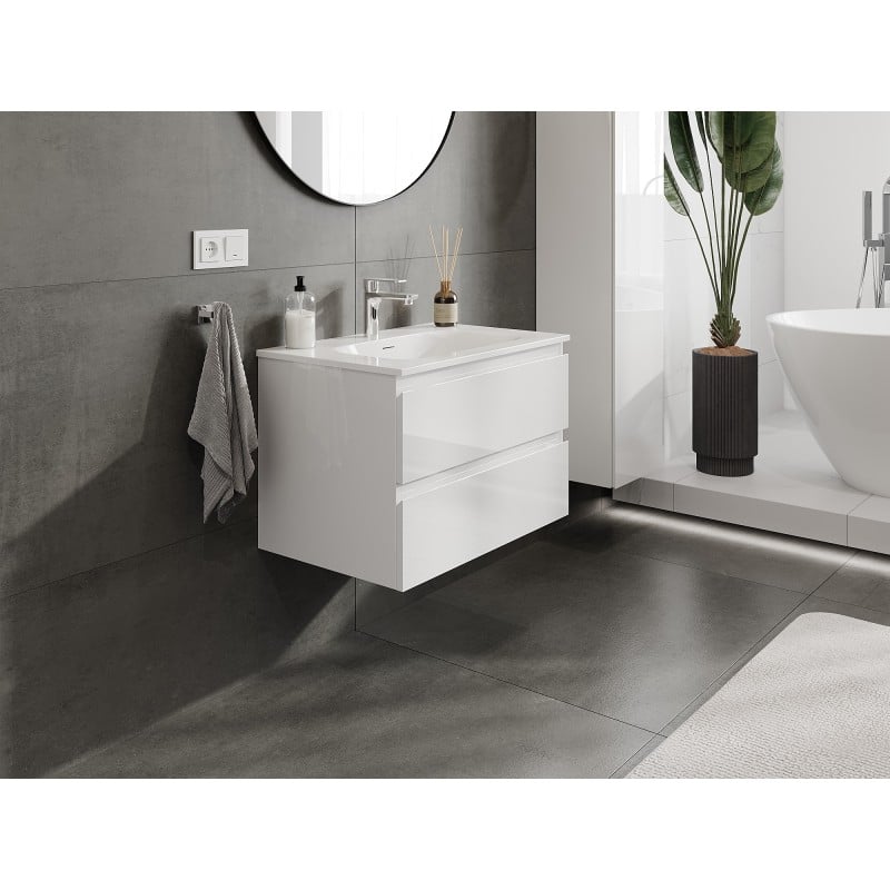 Mexen Orio meuble de salle de bain 70 cm avec lavabo Vela, 2 tiroirs, blanc brillant - 91A10-07047-2-BFF00-W23M00
