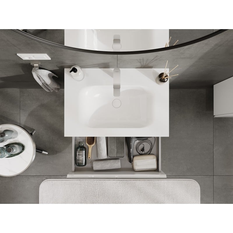 Mexen Orio meuble de salle de bain 70 cm avec lavabo Vela, 2 tiroirs, blanc brillant - 91A10-07047-2-BFF00-W23M00